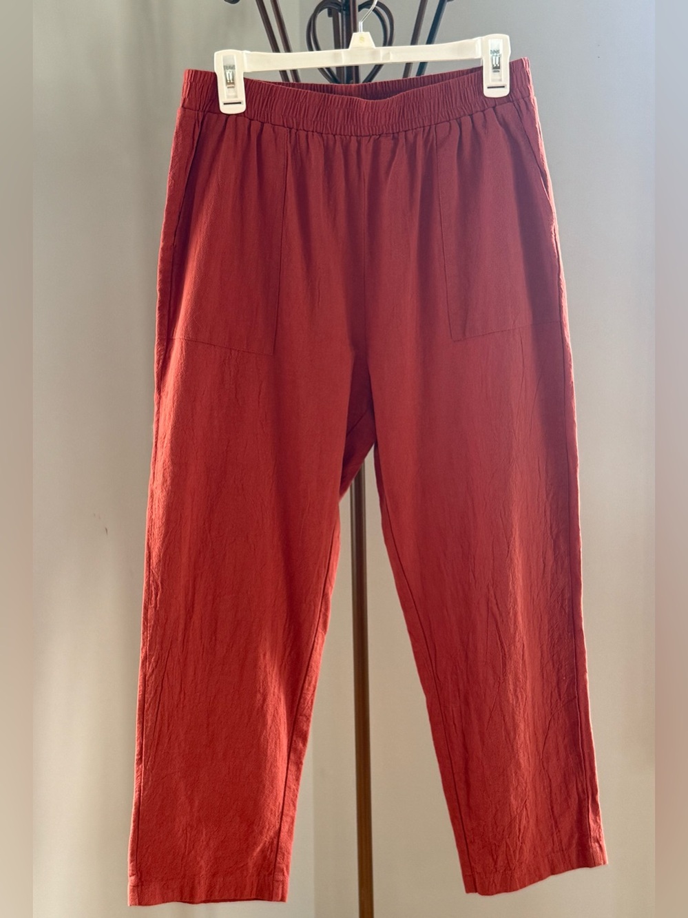 Emery Rose Rust Orange Pull-On Cropped Pants Size L